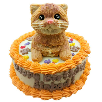 Custom Round Cake for Cats - 6 inches - with 3D Topper